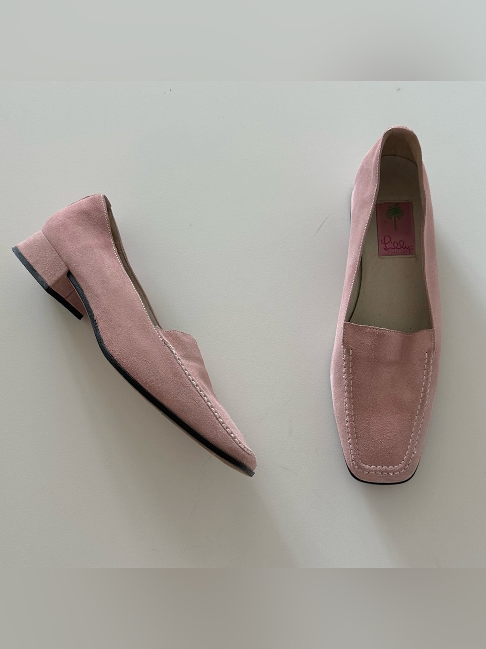 Vintage Lilly Pulitzer Suede Loafers Pink 8.5 Minimalist Preppy Coquette 90s